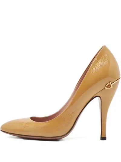 Pre-owned Gucci 2024 110mm Leather Pumps In Brown