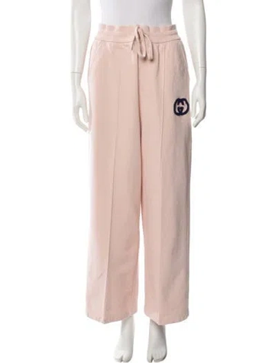 Pre-owned Gucci 2024 Embroidered Accent Sweatpants In Pink
