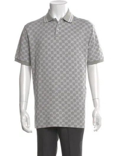 Pre-owned Gucci 2024 Gg Logo Polo Shirt In Gray