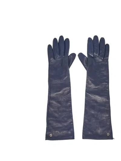 Pre-owned Gucci 2024 Leather Gloves In Blue