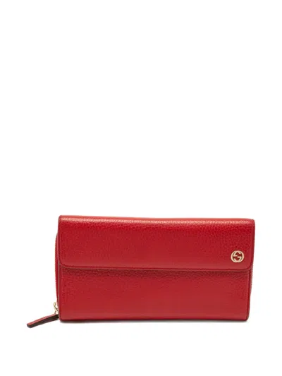 Pre-owned Gucci 2024 Leather Zip Wallet In Red