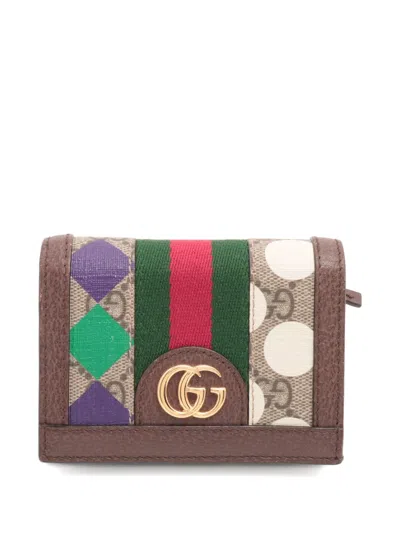 Pre-owned Gucci 2024 Ophidia Gg Supreme Geometric-print Wallet