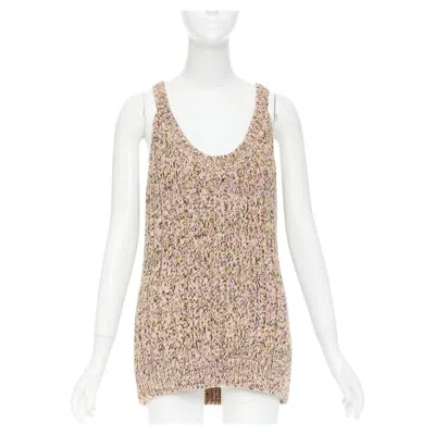 Pre-owned Gucci 2024 Pink Marl Chunky Wool Blend Knit Scoop Neck Tank Tunic S
