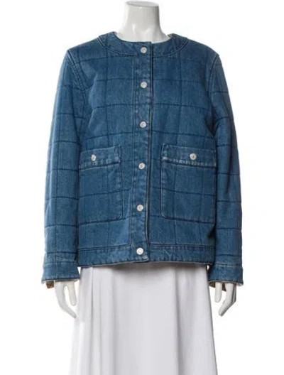 Pre-owned Gucci 2024 Plaid Print Denim Jacket W/ Tags In Blue