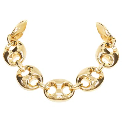Pre-owned Gucci 2024 Runway Ancora Marina Chain Yellow Gold Tone Brass Collar Necklace