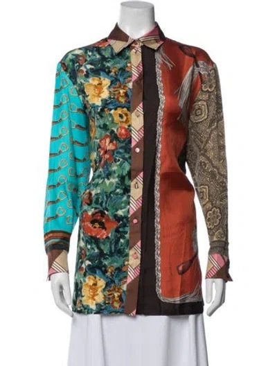 Pre-owned Gucci 2024 Silk Blouse In Blue