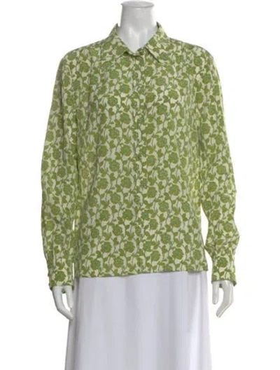 Pre-owned Gucci 2024 Silk Blouse In Green