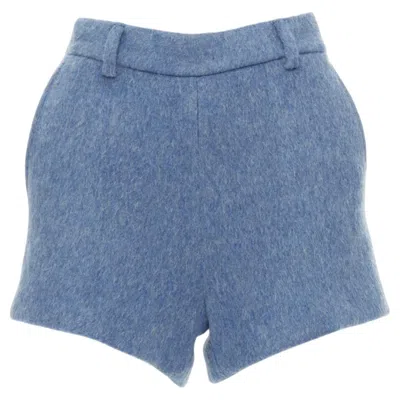 Pre-owned Gucci 2024 Textured Wool Mohair Blend Highwaist Tailored Formal Microshorts It38 In Blue