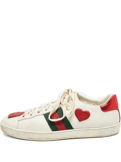 Pre-owned Gucci 2024 Web Stripe Sneakers In White