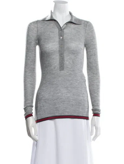 Pre-owned Gucci 2024-2025 Cashmere Polo In Gray