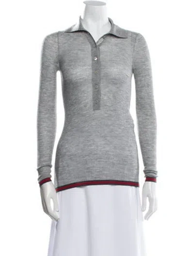 Pre-owned Gucci 2024-2025 Cashmere Polo In Gray