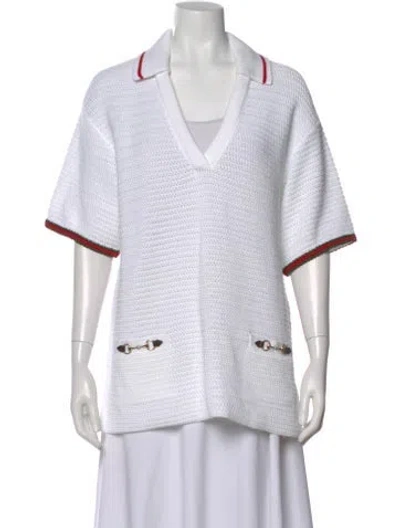 Pre-owned Gucci 2024-2025 V-neck Sweater In White