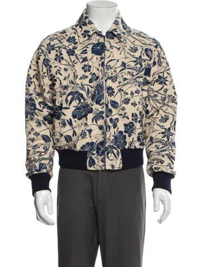 Pre-owned Gucci 2025 Flora Print Bomber Jacket W/ Tags In Blue
