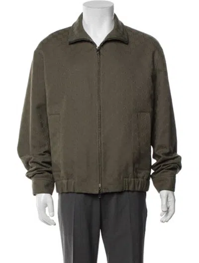 Pre-owned Gucci 2025 Gg Logo Bomber Jacket In Green