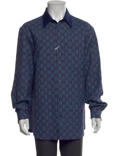 Pre-owned Gucci 2025 Gg Logo Shirt W/ Tags In Blue