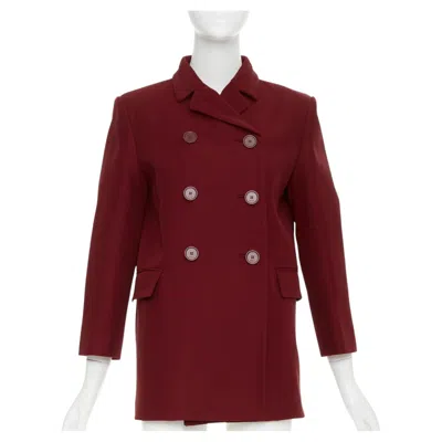 Pre-owned Gucci 2025 Rosso Ancora Wool Silk Cady Martingale Double Breasted Jacket It40 S In Red