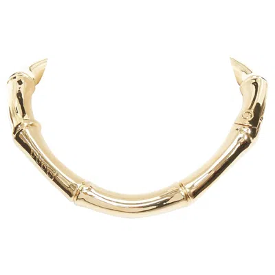 Pre-owned Gucci 2025 Runway Ancora Bamboo Motif Yellow Gold Tone Brass Choker Necklace