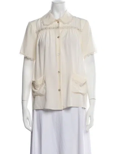 Pre-owned Gucci 2025 Silk Blouse In Neutrals