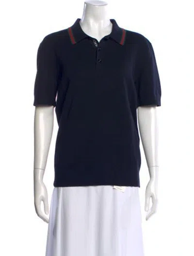 Pre-owned Gucci 2025 Web Accent Polo Shirt In Blue