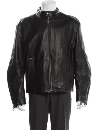 Pre-owned Gucci 2026 Web Accent Moto Jacket W/ Tags In Black