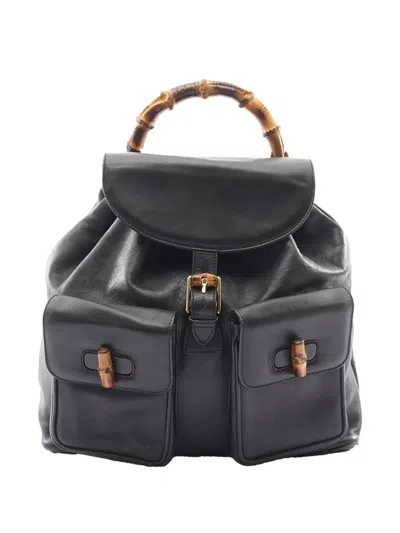 Pre-owned Gucci 20th Century Bamboo Backpack In Black