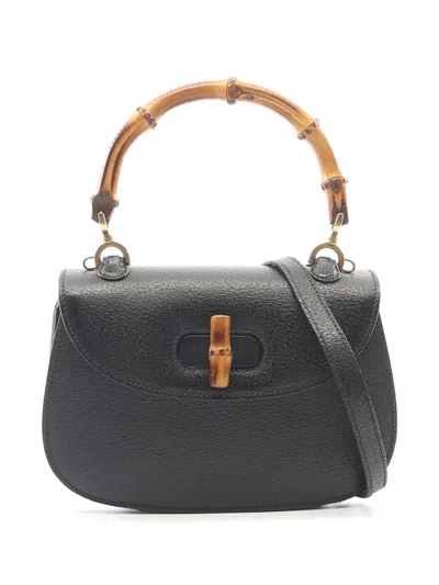 Pre-owned Gucci 20th Century Bamboo Night Satchel In Black