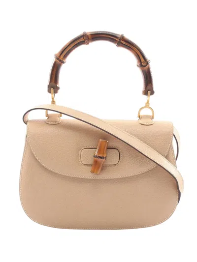 Pre-owned Gucci 20th Century Bamboo Night Satchel In Neutral