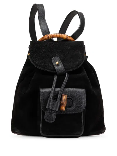 Pre-owned Gucci 20th Century Bamboo Suede Backpack
