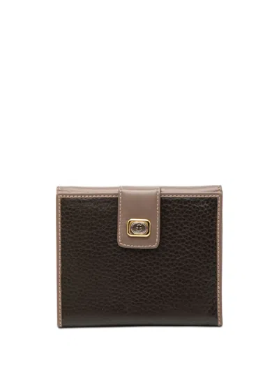Pre-owned Gucci 20th Century Bicolor Calfskin Interlocking G Wallet Small Wallets In Brown