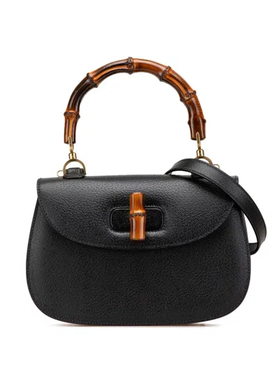 Pre-owned Gucci 20th Century Calfskin Bamboo Night Satchel