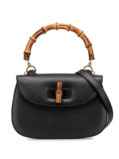 Pre-owned Gucci 20th Century Calfskin Bamboo Night Satchel
