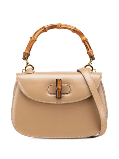 Pre-owned Gucci 20th Century Calfskin Bamboo Night Satchel