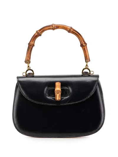 Pre-owned Gucci 20th Century Calfskin Bamboo Night Satchel