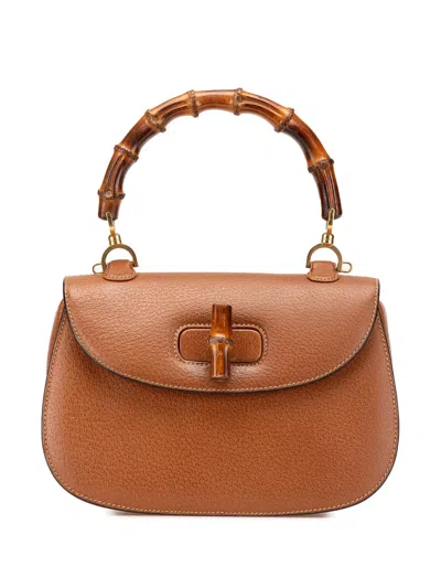 Pre-owned Gucci 20th Century Calfskin Bamboo Night Satchel