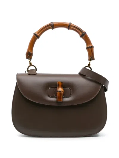 Pre-owned Gucci 20th Century Calfskin Bamboo Night Satchel