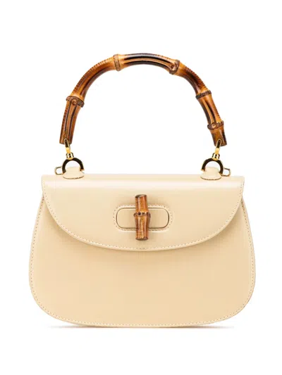 Pre-owned Gucci 20th Century Calfskin Bamboo Night Satchel In Brown