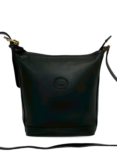 Pre-owned Gucci 20th Century Calfskin Interlocking G Shoulder Bag In Black