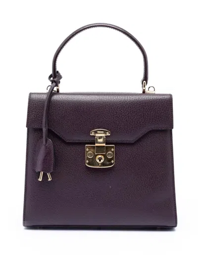 Pre-owned Gucci 20th Century Calfskin Lady Lock Satchel In Purple