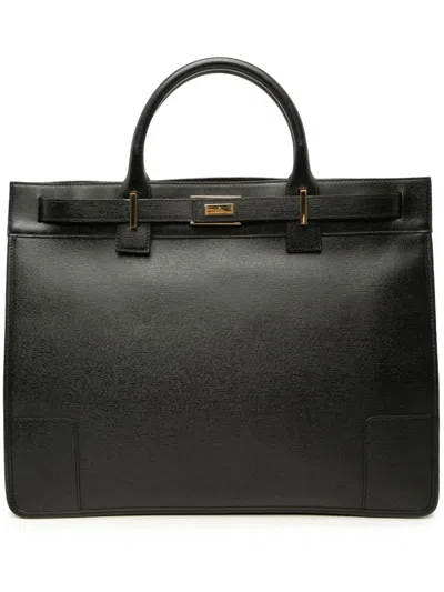 Pre-owned Gucci 20th Century Calfskin Tote Bag In Black