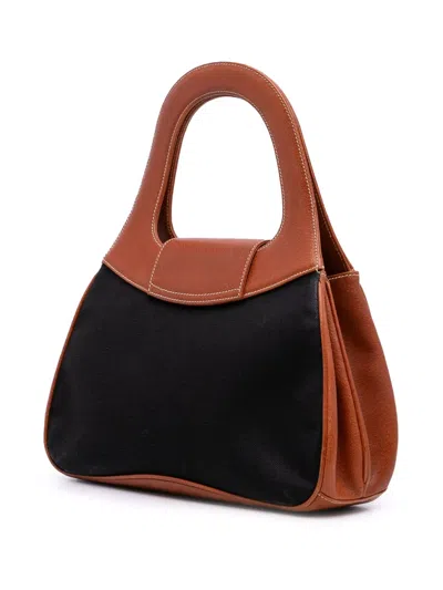 Pre-owned Gucci 20th Century Canvas Bamboo Handbag In Black