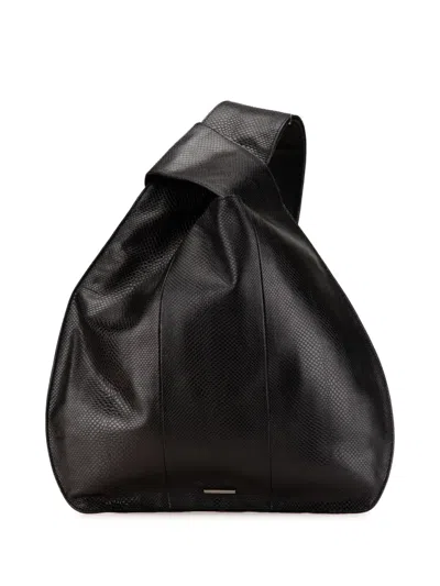 Pre-owned Gucci 20th Century Embossed Leather Hobo Bag In Black