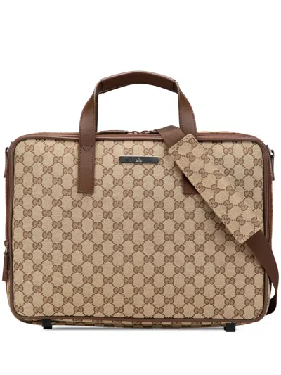 Pre-owned Gucci 20th Century Gg Canvas Business Bag In Brown