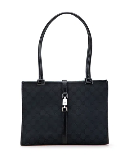 Pre-owned Gucci 20th Century Gg Canvas Jackie Tote Bag In Black