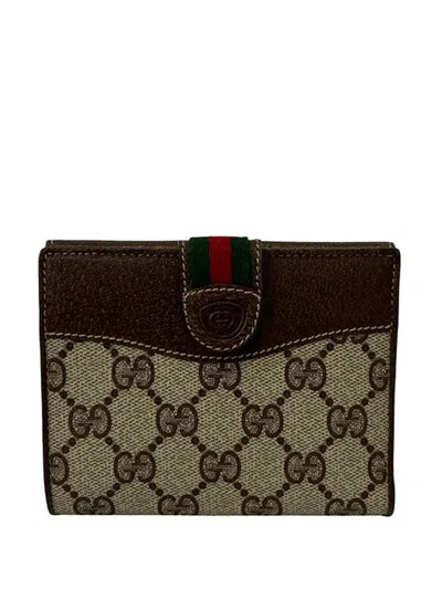 Pre-owned Gucci 20th Century Gg Supreme Web Bifold Wallet Small Wallets In Neutral