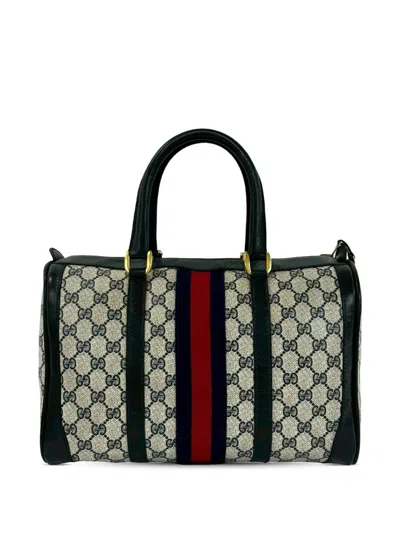 Pre-owned Gucci 20th Century Gg Supreme Web Boston Bag In Neutral
