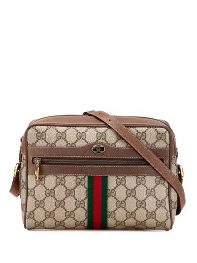 Pre-owned Gucci 20th Century Gg Supreme Web Crossbody Bag In Brown