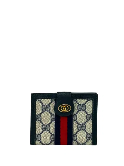 Pre-owned Gucci 20th Century Gg Supreme Web Ophidia Bifold Wallet Small Wallets In Blue