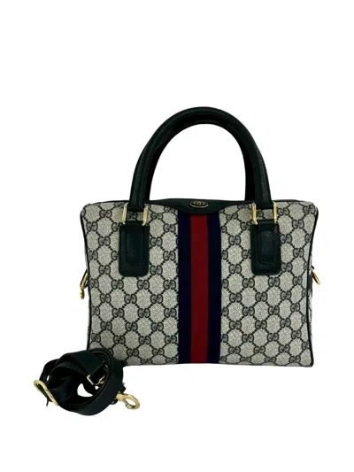 Pre-owned Gucci 20th Century Gg Supreme Web Satchel In Neutral