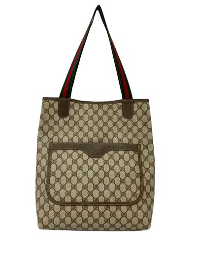 Pre-owned Gucci 20th Century Gg Supreme Web Tote Bag In Neutral
