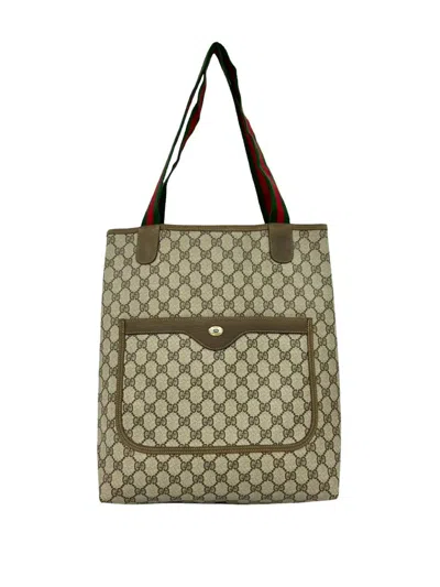 Pre-owned Gucci 20th Century Gg Supreme Web Tote Bag In Neutral